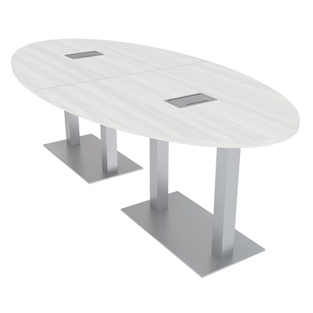 Skutchi Designs 45 in W, 96 in L, 29 in H, Engineered Wood Top, White HAR-OVL-46x93-DOU-ELEC-WHCYPRESS